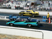 Blue and Black Pontaic Grand Prix Drag Car